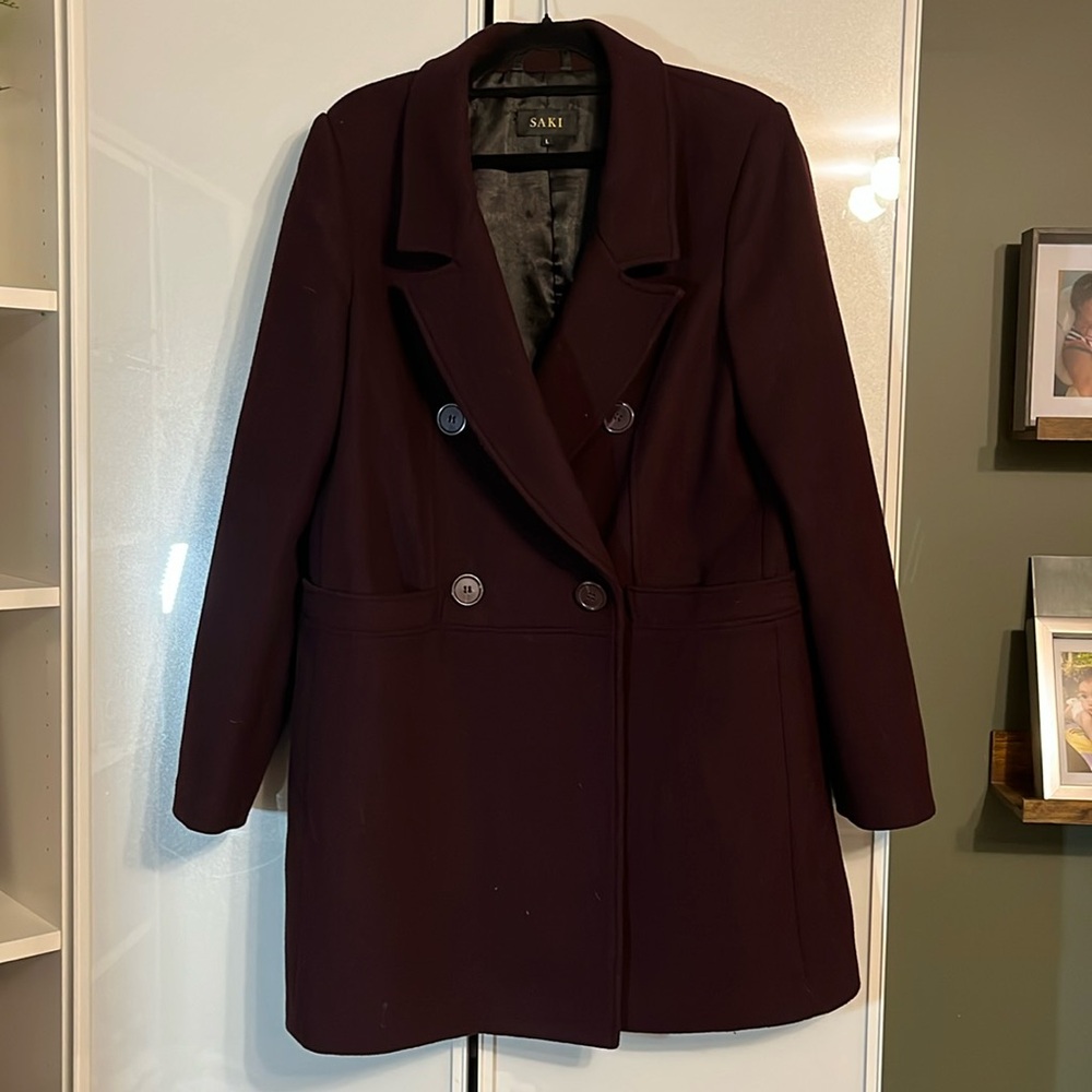 Saki dark purple double breasted wool blend jacket